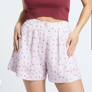 RHYTHM Pink Floral Print High-Waisted Shorts Size 6 | Boho Coastal Lounge Shorts